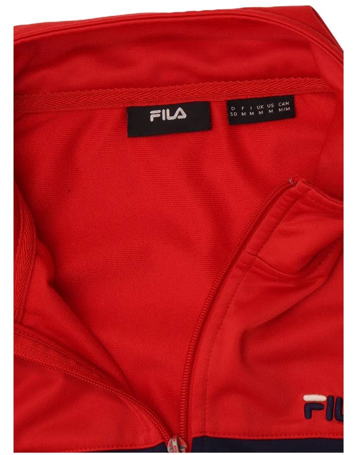 Fila Mens Tracksuit Top Jacket Medium Red Colourblock