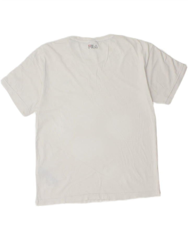 FILA Mens Graphic T-Shirt Top Medium White Cotton Vintage Fila and Second-Hand Fila from Messina Hembry 