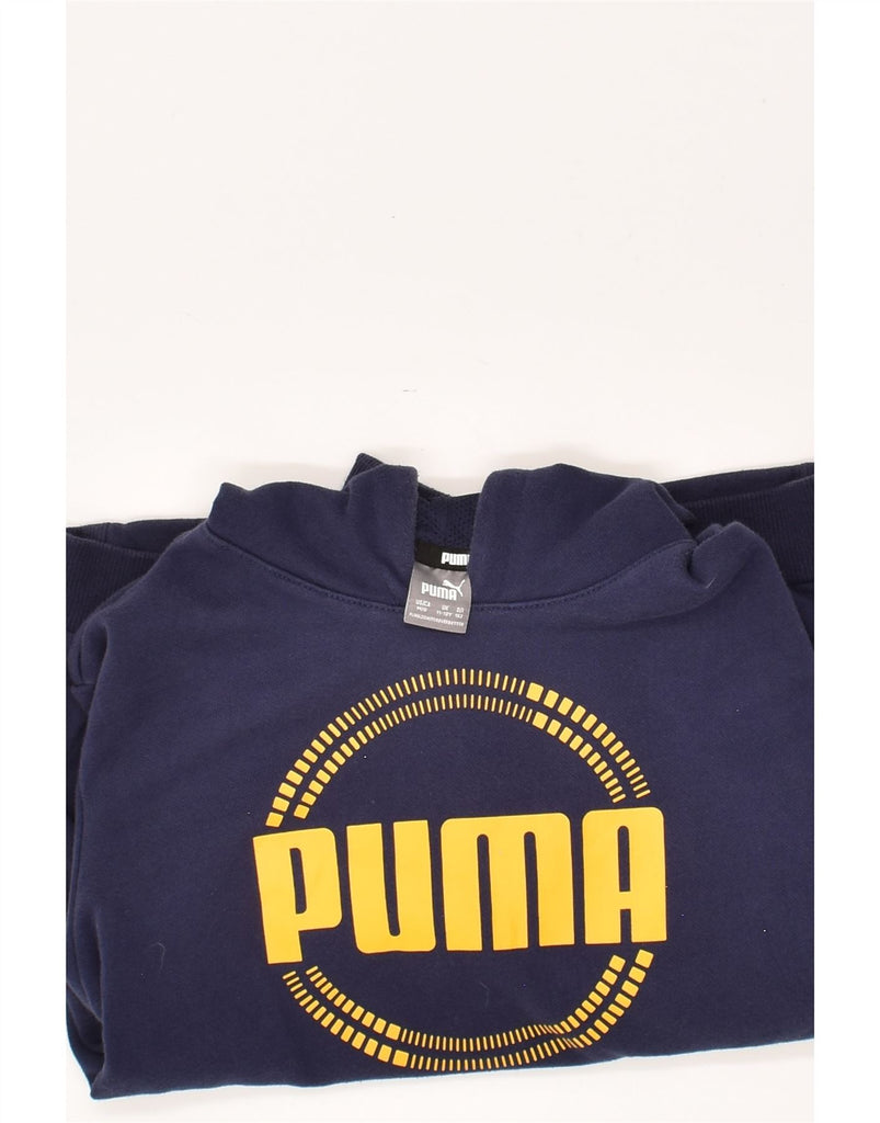 PUMA Boys Graphic Hoodie Jumper 11-12 Years Navy Blue Cotton | Vintage Puma | Thrift | Second-Hand Puma | Used Clothing | Messina Hembry 