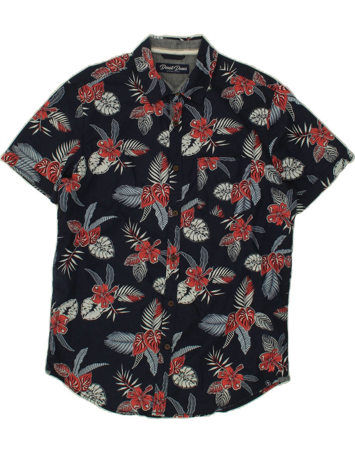 DESERT DUNES Mens Short Sleeve Shirt Medium Navy Blue Floral Cotton Vintage Desert Dunes and Second-Hand Desert Dunes from Messina Hembry 