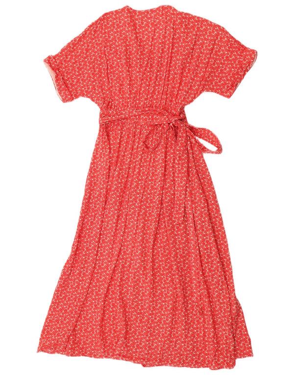 Urban Outfitters Womens Wrap Dress UK 10 Small Red Floral Viscose