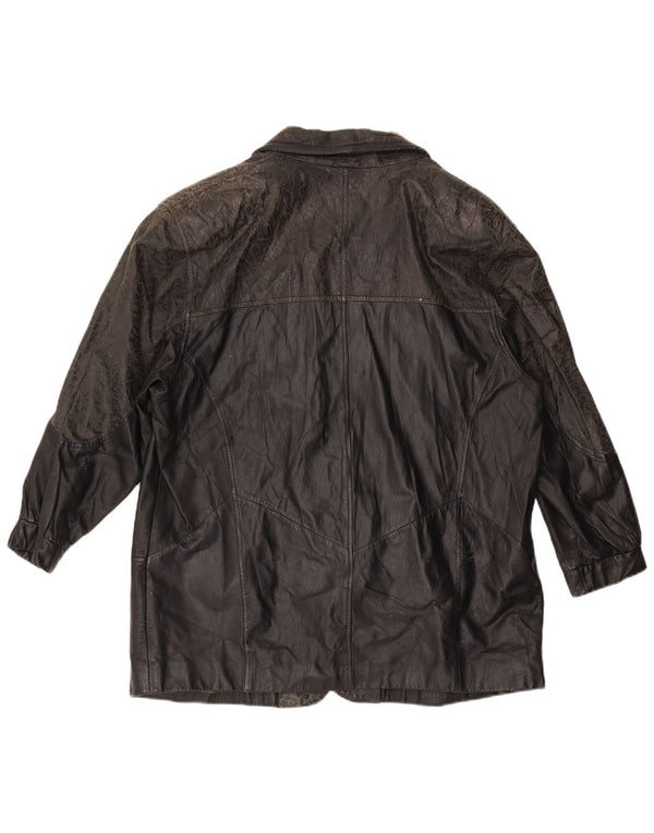 Vintage Mens Loose Fit Leather Jacket IT 46 Small Black Leather