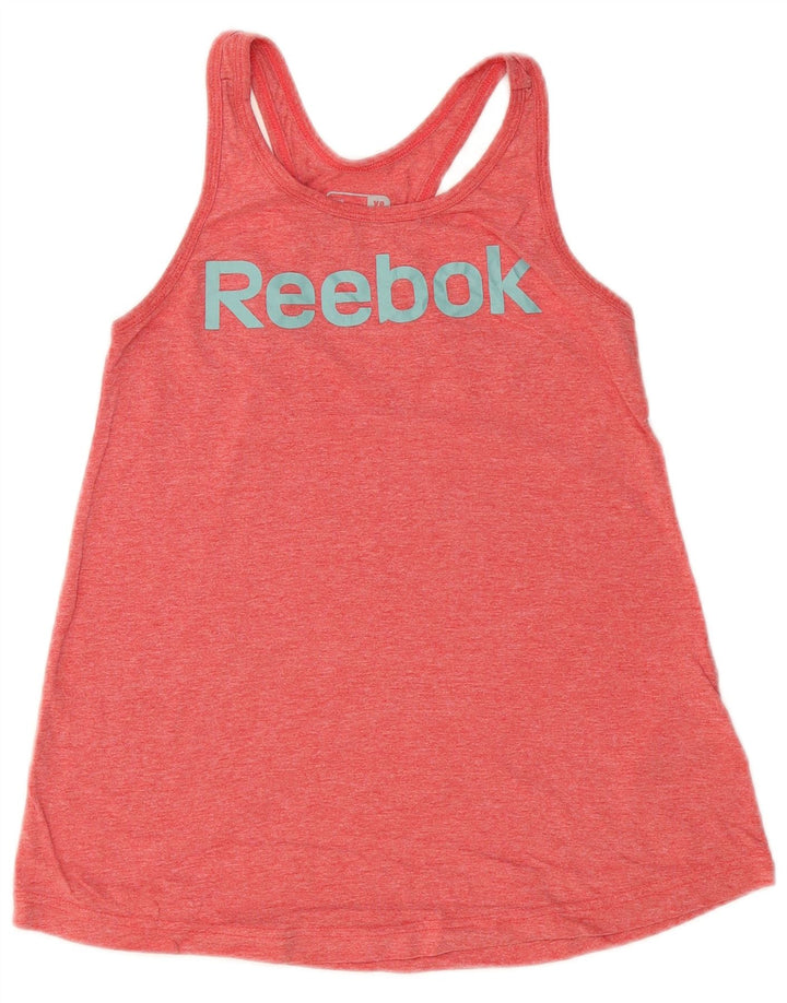 REEBOK Womens Graphic Vest Top UK 6 XS Red Cotton