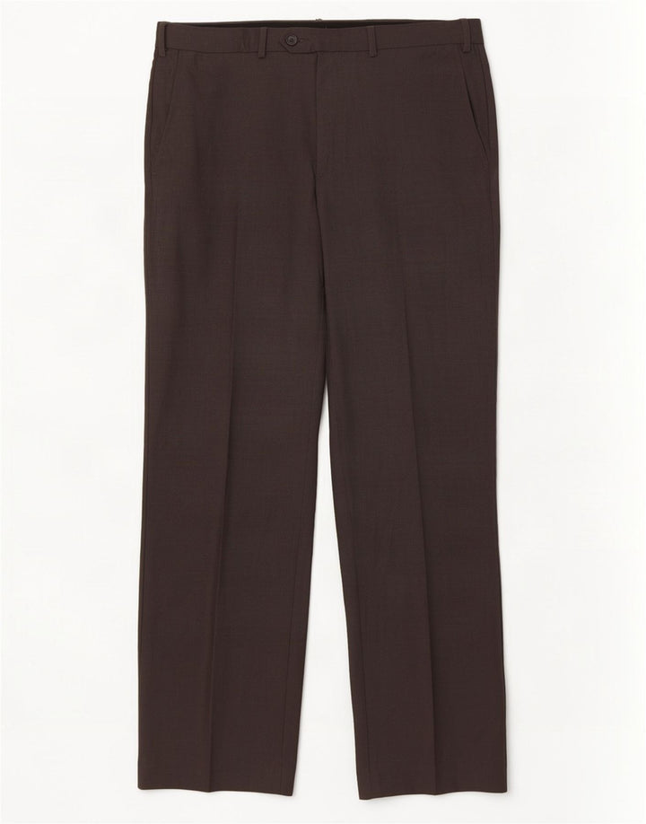 Marks & Spencer Mens Straight Suit Trousers W36 L31 Grey Wool