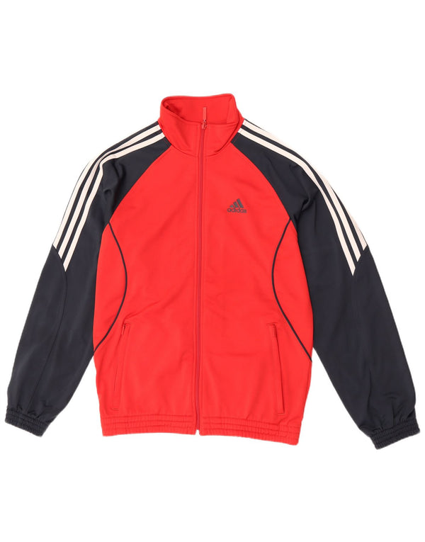 Adidas Mens Tracksuit Top Jacket UK 34/36 Small Red Colourblock Polyester