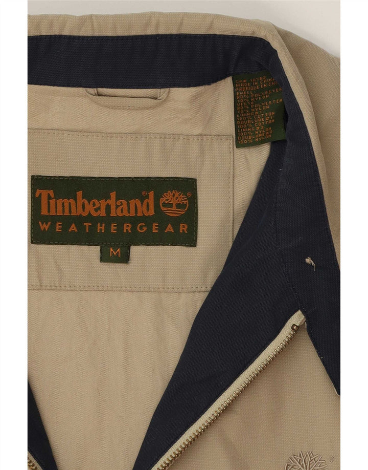Timberland Mens Bomber Jacket UK 38 Medium Beige Polyester