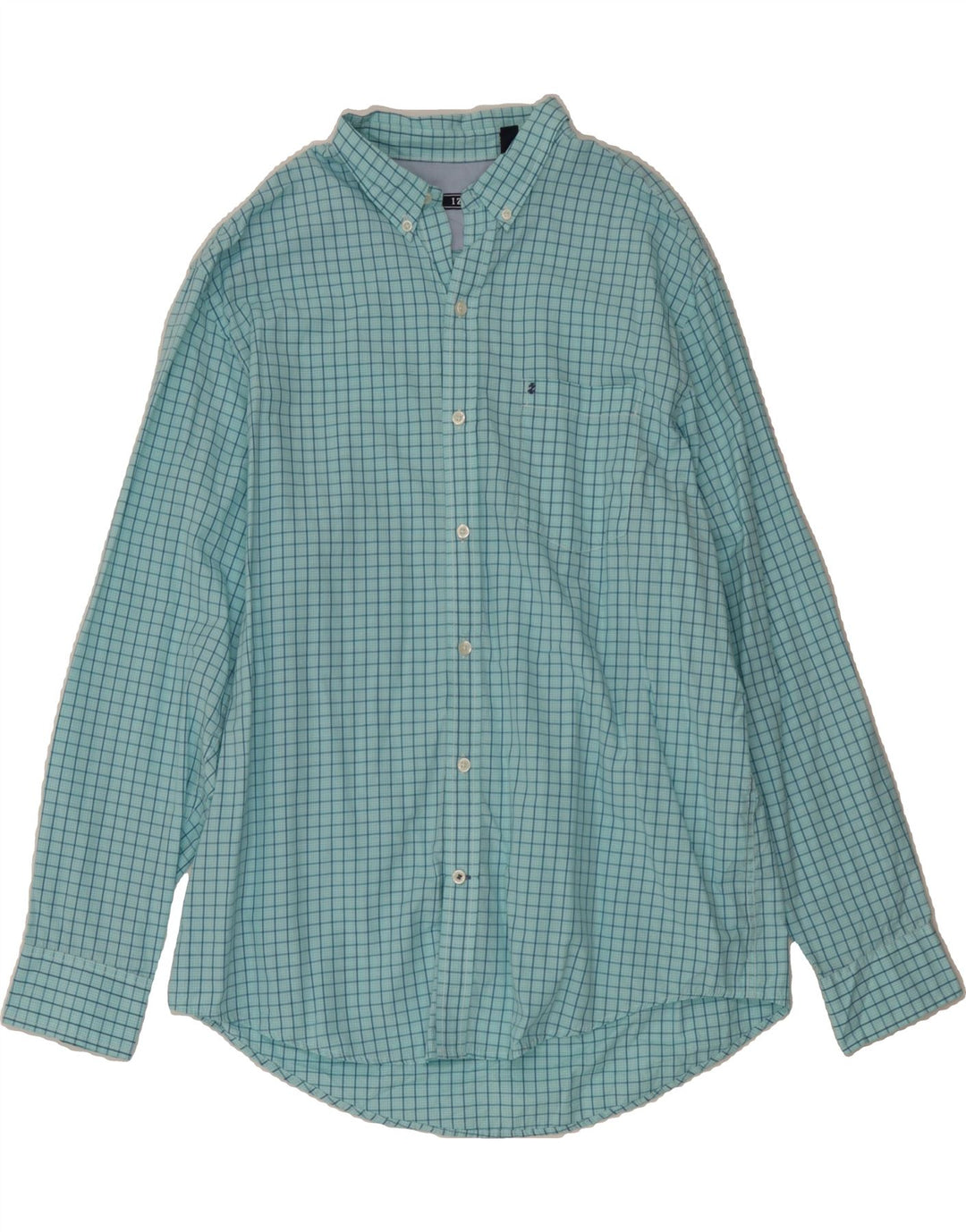 IZOD Mens Shirt Large Turquoise Check Cotton Vintage Izod and Second-Hand Izod from Messina Hembry 