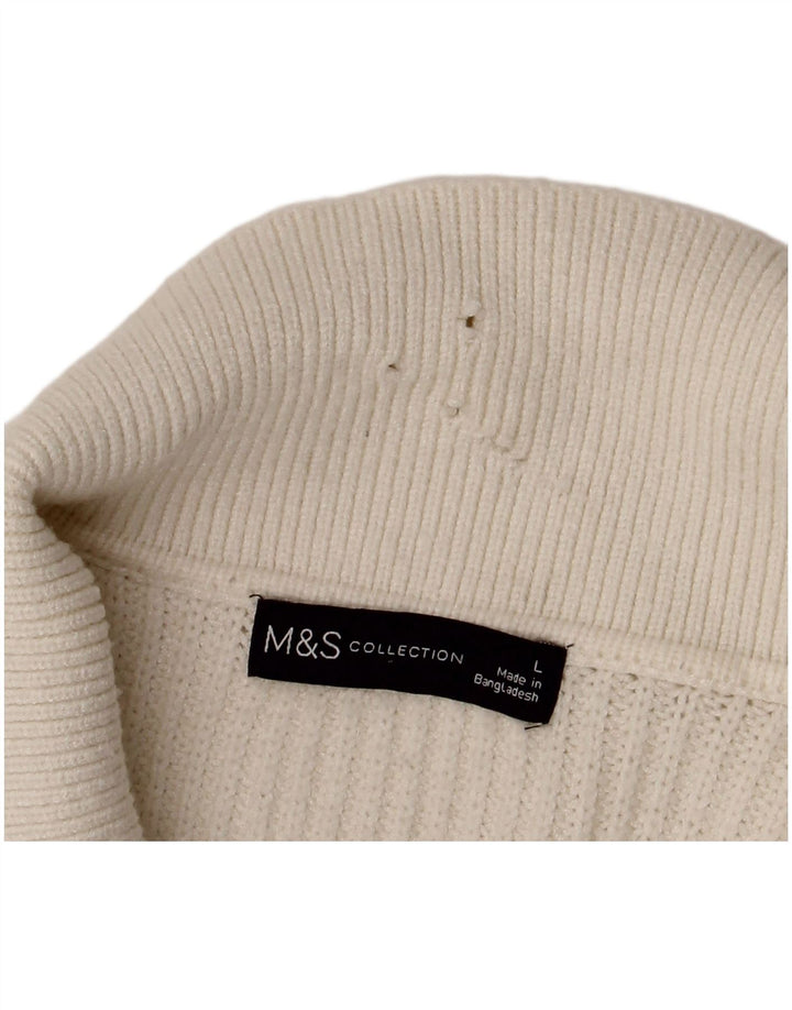 Marks & Spencer Womens Cardigan Sweater UK 16 Large White Viscose