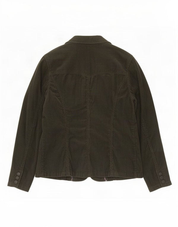 Marks & Spencer Womens 2 Button Corduroy Blazer Jacket UK 16 Large Khaki