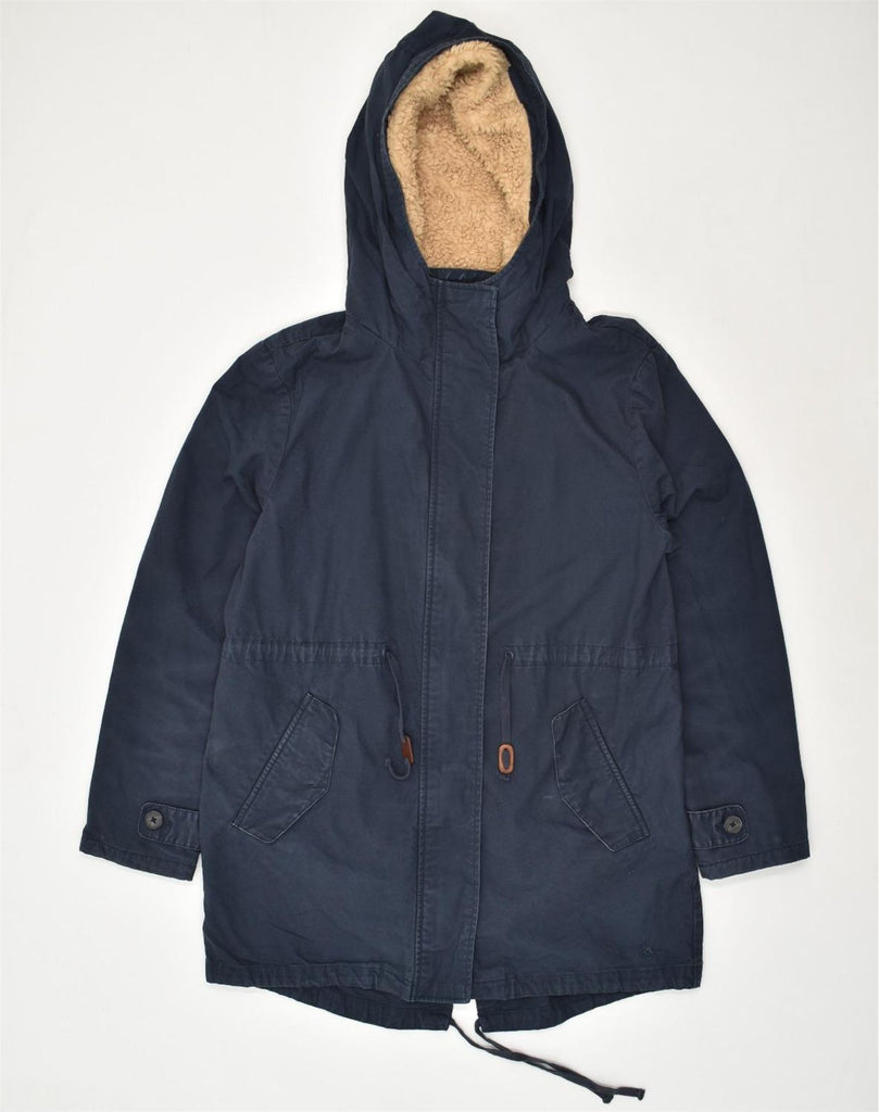 JACK WILLS Womens Hooded Parka Jacket UK 14 Large Navy Blue Cotton | Vintage Jack Wills | Thrift | Second-Hand Jack Wills | Used Clothing | Messina Hembry 