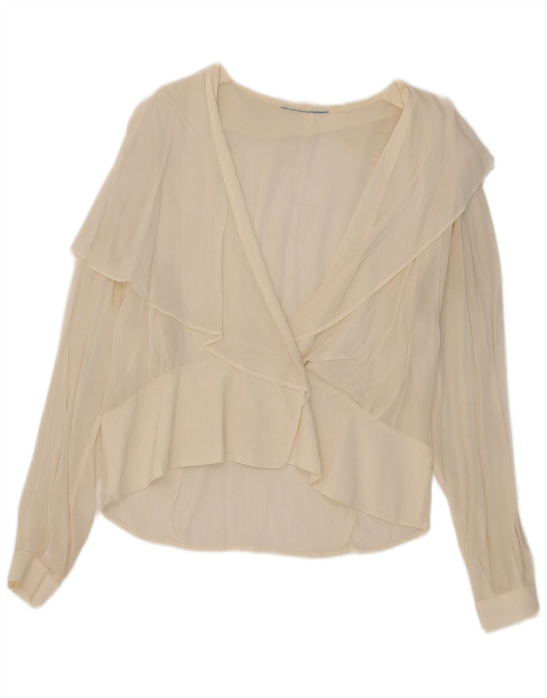 Vintage Womens See Through Cardigan Top UK 14 Large Off White