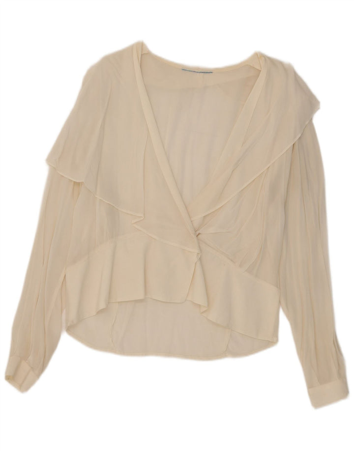 Vintage Womens See Through Cardigan Top UK 14 Large Off White