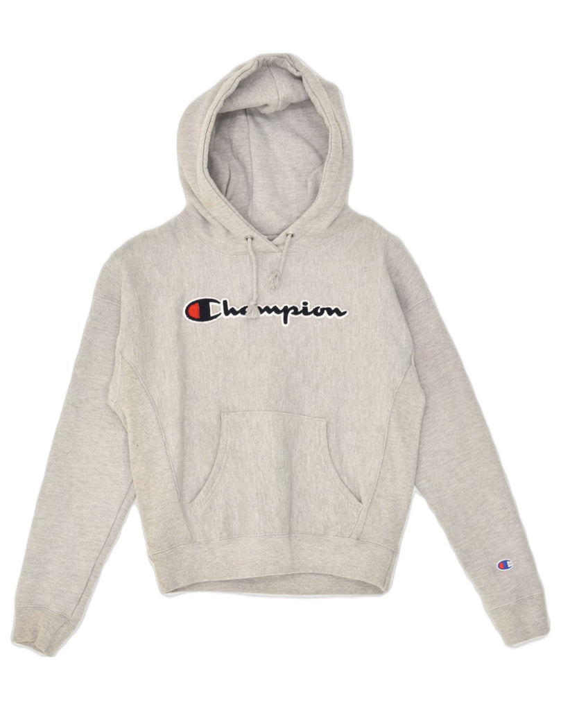 CHAMPION Womens Graphic Hoodie Jumper UK 10 Small Grey Cotton | Vintage Champion | Thrift | Second-Hand Champion | Used Clothing | Messina Hembry 