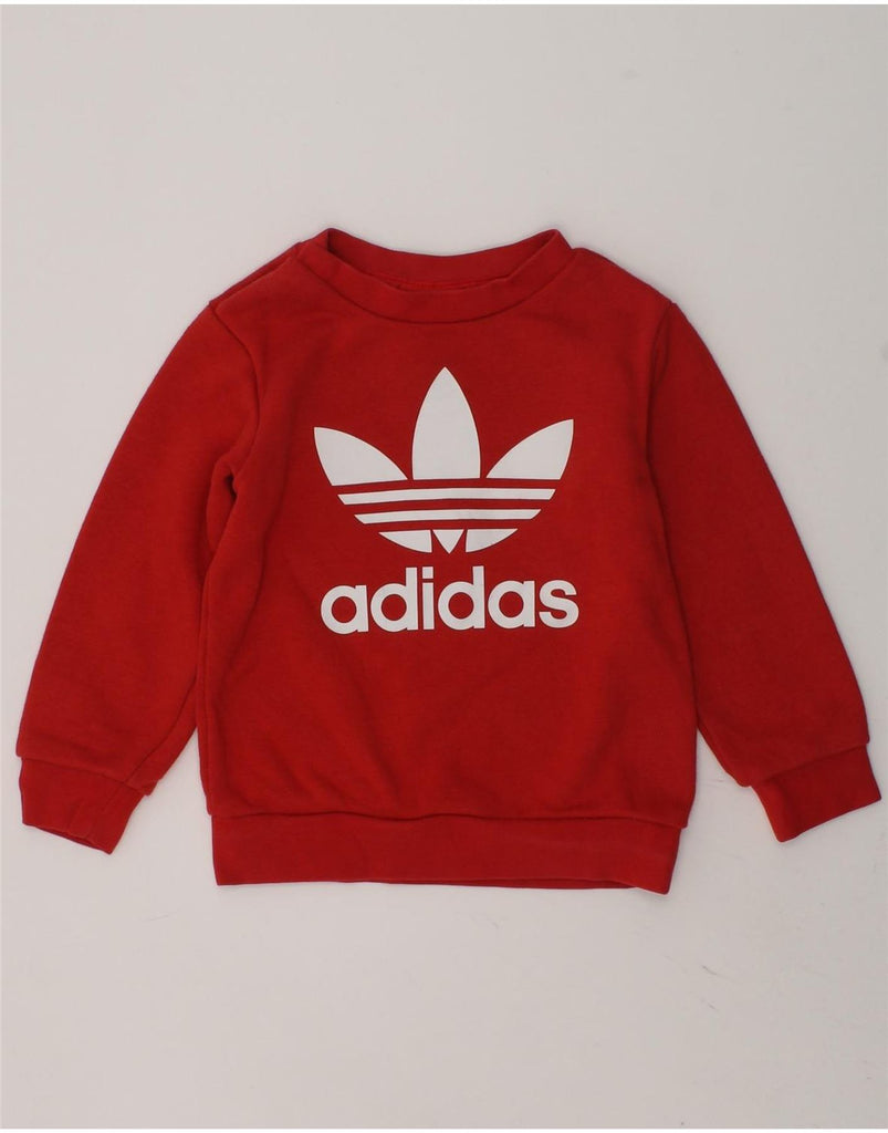 ADIDAS Baby Boys Graphic Sweatshirt Jumper 12-18 Months Red | Vintage Adidas | Thrift | Second-Hand Adidas | Used Clothing | Messina Hembry 