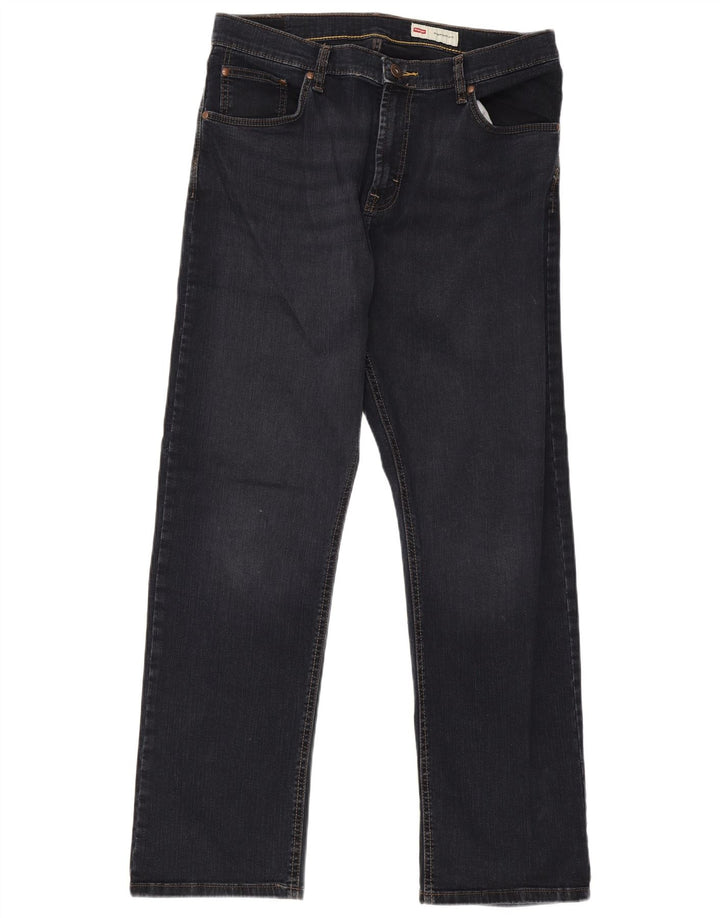 Wrangler Mens Straight Jeans W33 L30 Navy Blue Cotton