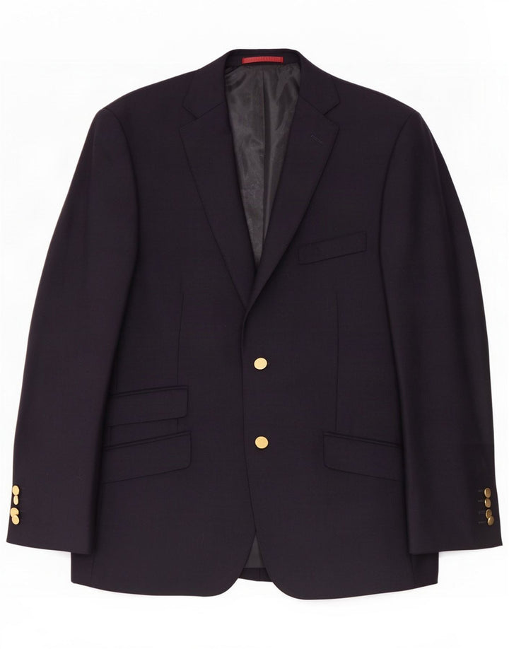 Marks & Spencer Mens 2 Button Blazer Jacket UK 42 Large Navy Blue Wool