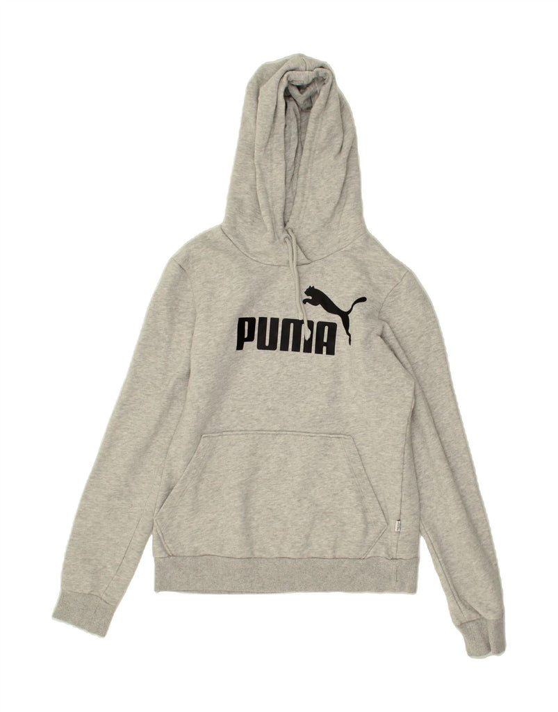 PUMA Womens Graphic Hoodie Jumper UK 8 Small Grey Cotton | Vintage Puma | Thrift | Second-Hand Puma | Used Clothing | Messina Hembry 