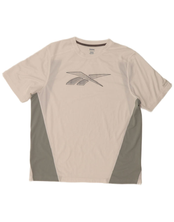 Reebok Mens Graphic T-Shirt Top XL White Colourblock Polyester