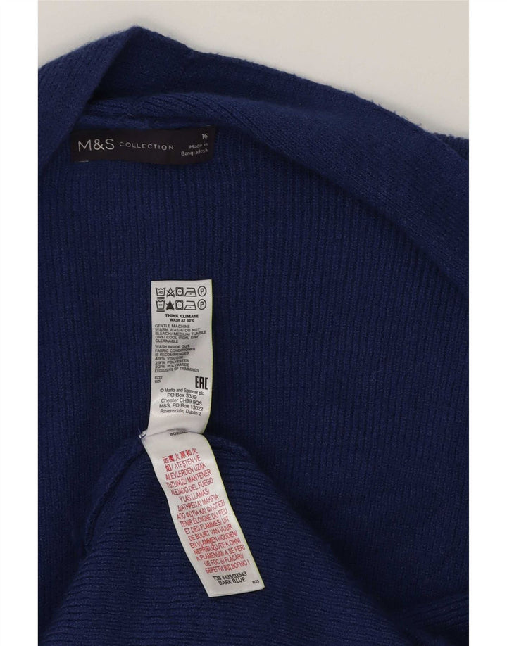 Marks & Spencer Womens Oversized Longline Cardigan Sweater UK 16 Large Blue