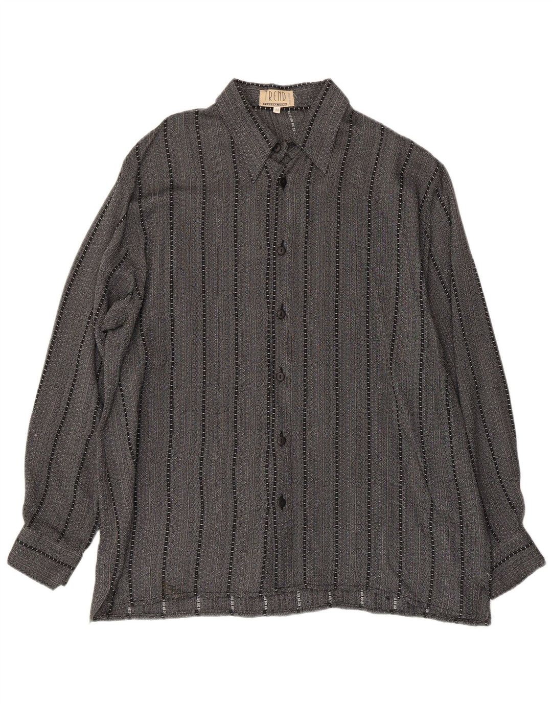 Trend Mens Shirt Medium Grey Striped Acetate