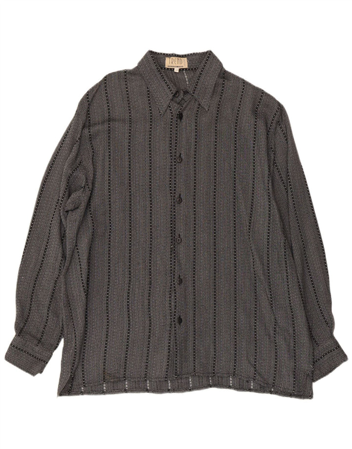 Trend Mens Shirt Medium Grey Striped Acetate
