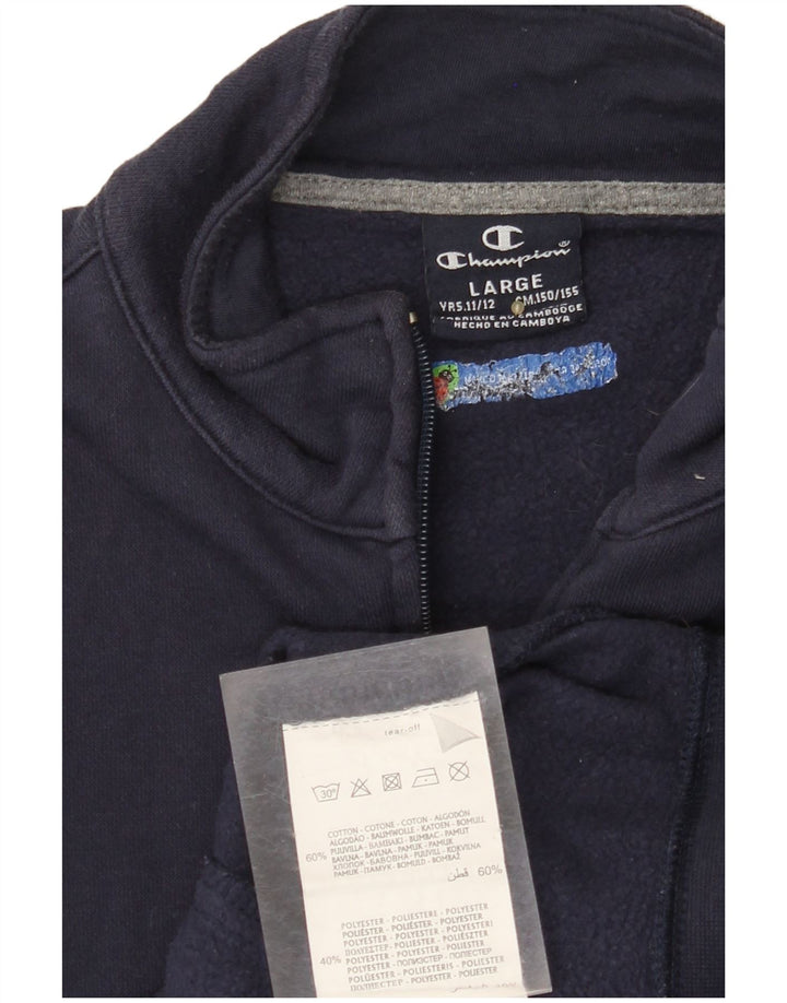 CHAMPION Boys Graphic Tracksuit Top Jacket 11-12 Years Large Navy Blue