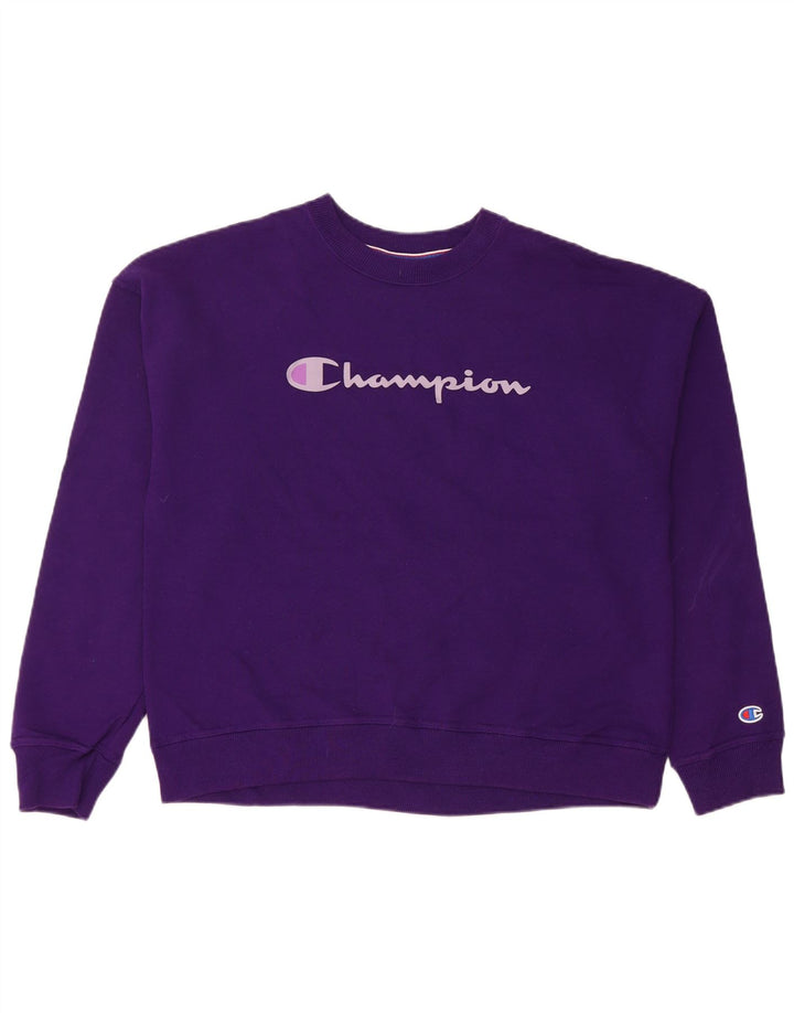 Champion Womens Sweatshirt Jumper UK 14 Medium Purple Cotton