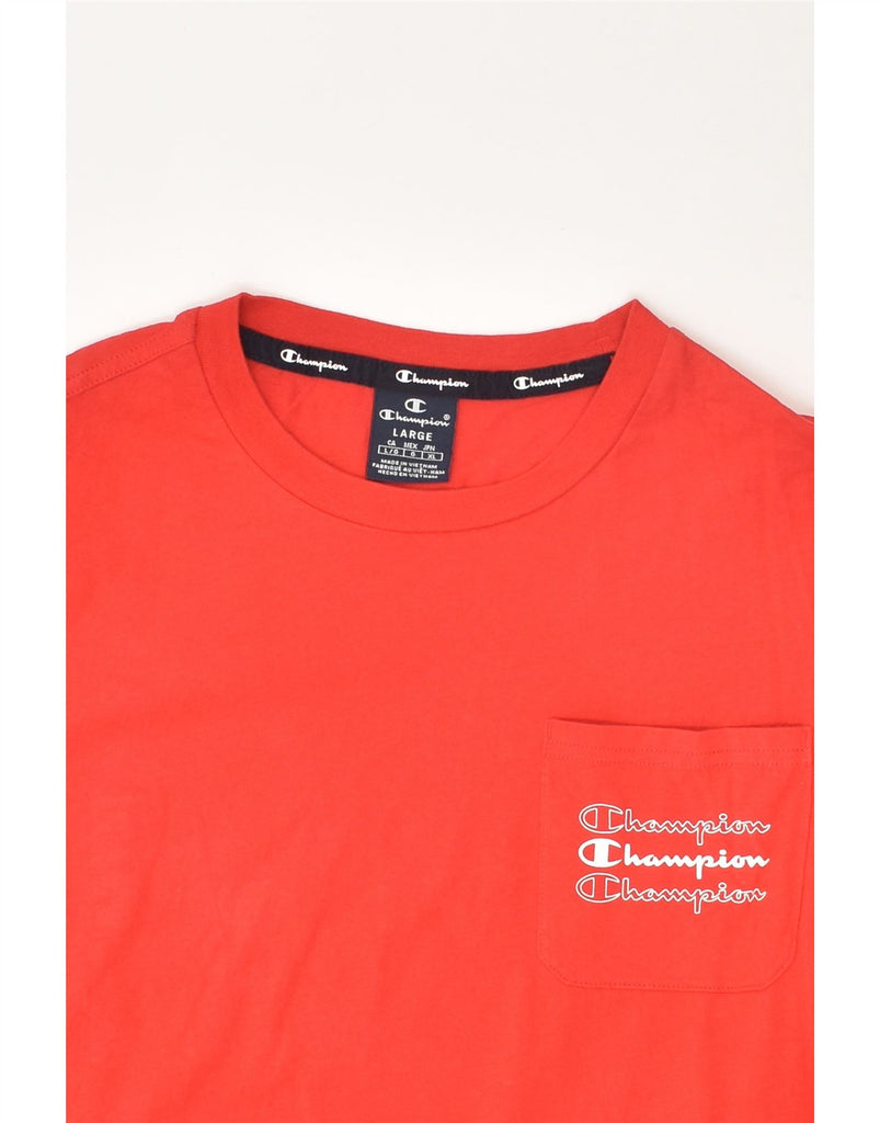 CHAMPION Mens Graphic T-Shirt Top Large Red Cotton | Vintage Champion | Thrift | Second-Hand Champion | Used Clothing | Messina Hembry 