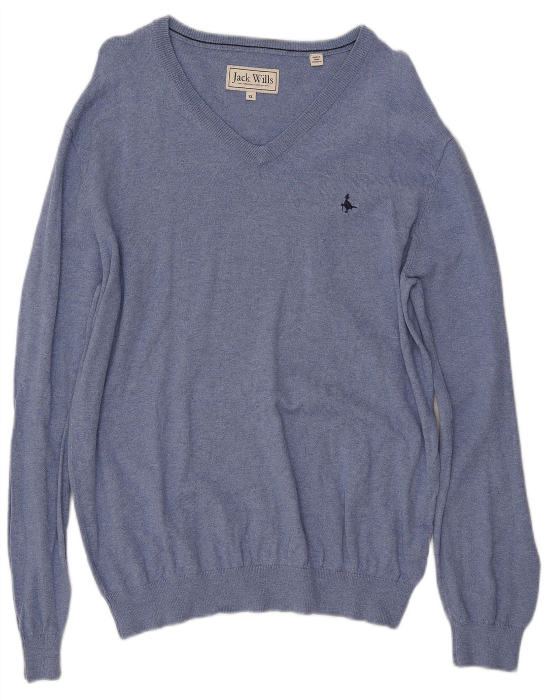 JACK WILLS Mens V-Neck Jumper Sweater XL Blue Cotton