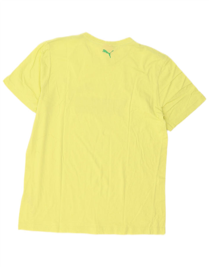 Puma Mens Graphic T-Shirt Top Large Yellow Cotton