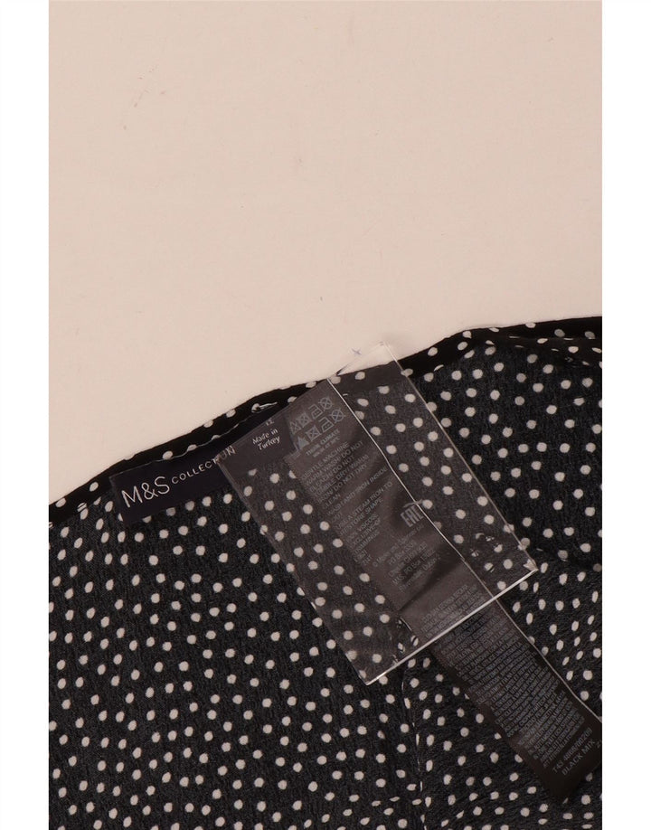 Marks & Spencer Womens Long Sleeve Blouse Top UK 12 Medium Black Spotted