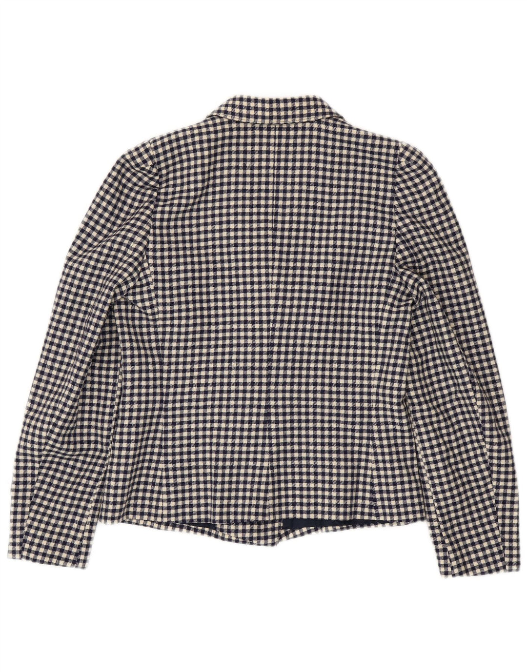 Vintage Womens Double Breasted Blazer Jacket IT 42 Medium Navy Blue Gingham