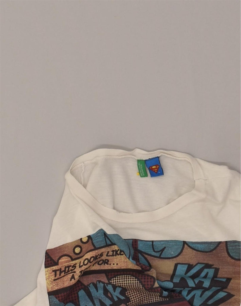 BENETTON Boys Graphic T-Shirt Top 13-14 Years 2XL White Cotton | Vintage Benetton | Thrift | Second-Hand Benetton | Used Clothing | Messina Hembry 