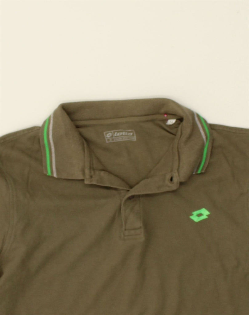 LOTTO Mens Polo Shirt Medium Khaki Cotton | Vintage Lotto | Thrift | Second-Hand Lotto | Used Clothing | Messina Hembry 