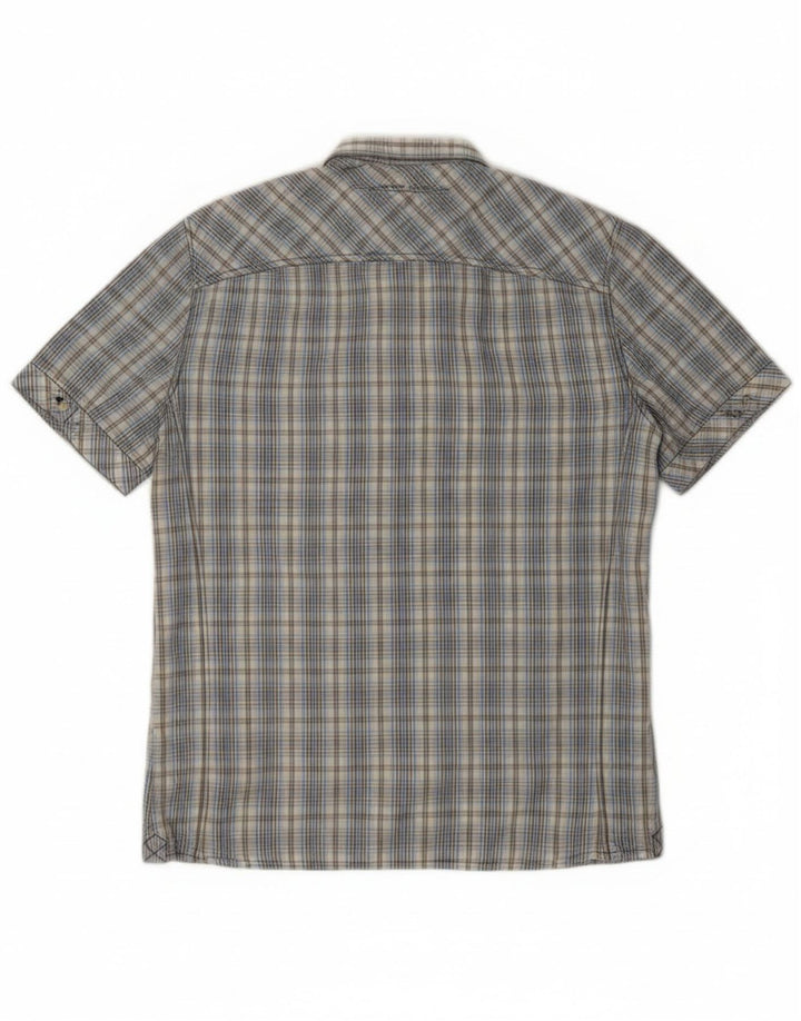 PEPE Jeans Mens Slim Fit Short Sleeve Shirt Medium Blue Check Cotton