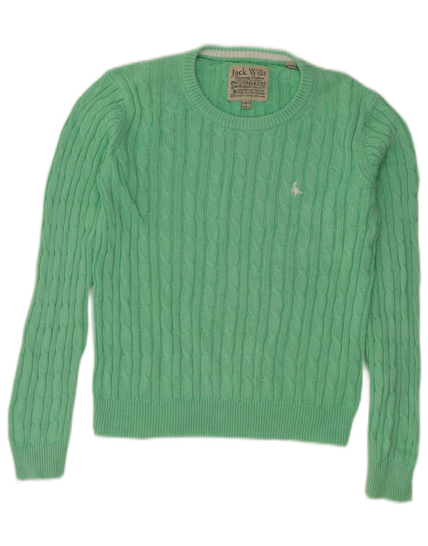 Jack Wills Womens Oversized Crew Neck Jumper Sweater UK 10 Small Green