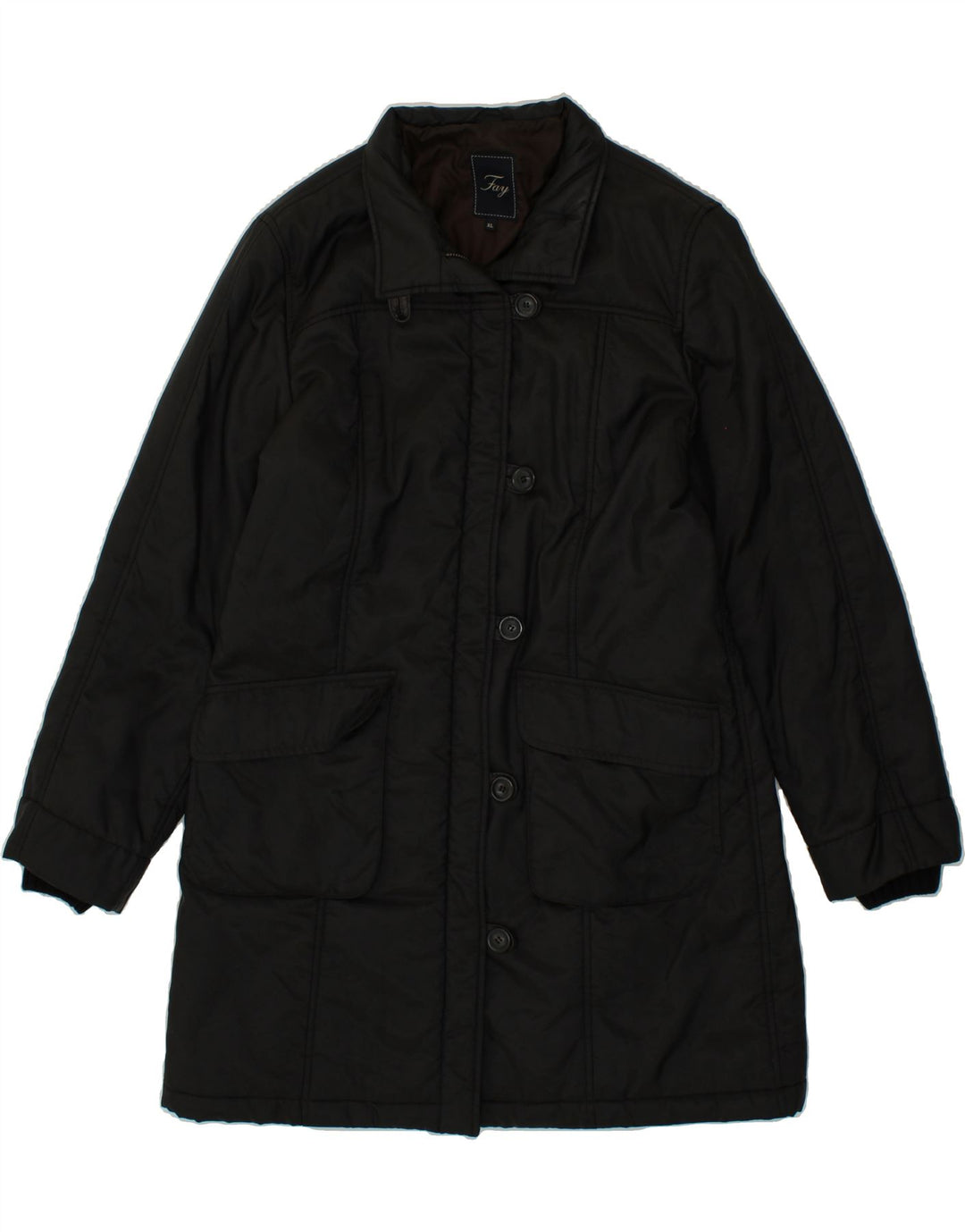 FAY Womens Overcoat UK 18 XL Black Vintage Fay and Second-Hand Fay from Messina Hembry 