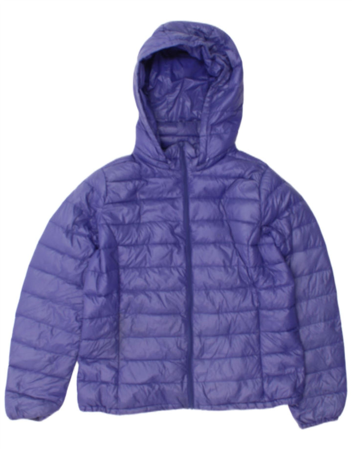 Benetton Womens Hooded Padded Jacket UK 14 Large Purple