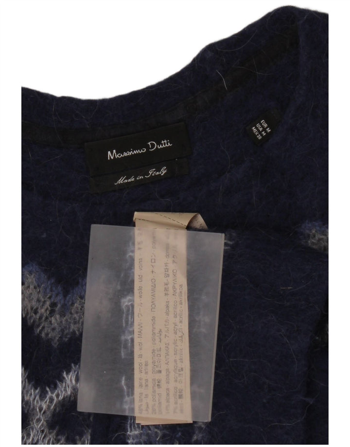 Massimo Dutti Womens Boat Neck Jumper Sweater UK 14 Medium Navy Blue