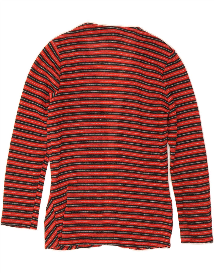 VINTAGE Womens Cardigan Top UK 14 Medium Red Striped Vintage Vintage and Second-Hand Vintage from Messina Hembry 