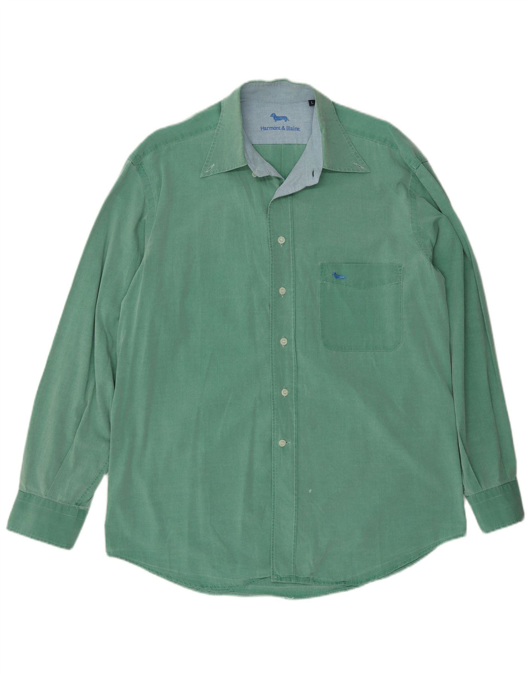 Harmont & Blaine Mens Shirt Large Green Cotton