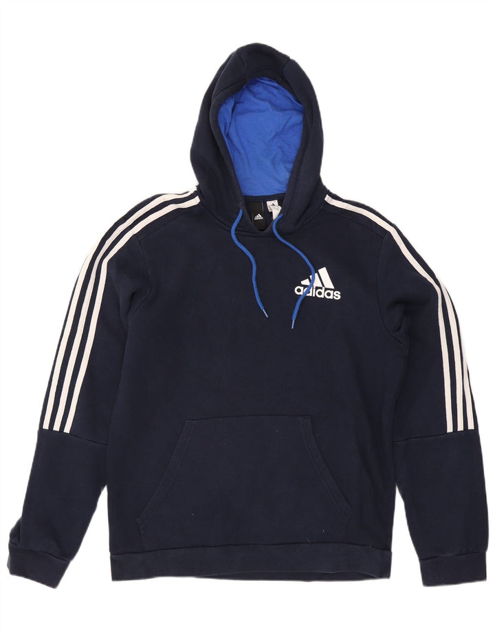 Adidas Mens Hoodie Jumper Medium Navy Blue Cotton