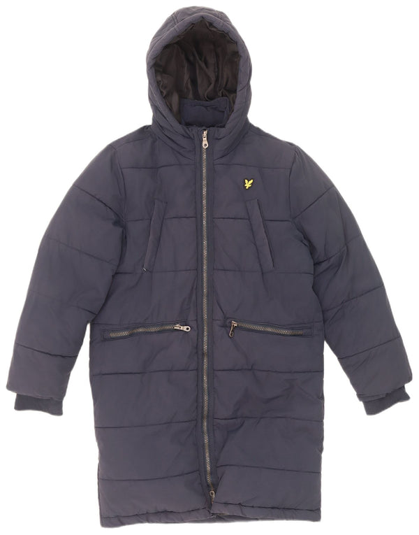 Lyle & Scott Boys Hooded Padded Coat 10-11 Years Navy Blue Cotton