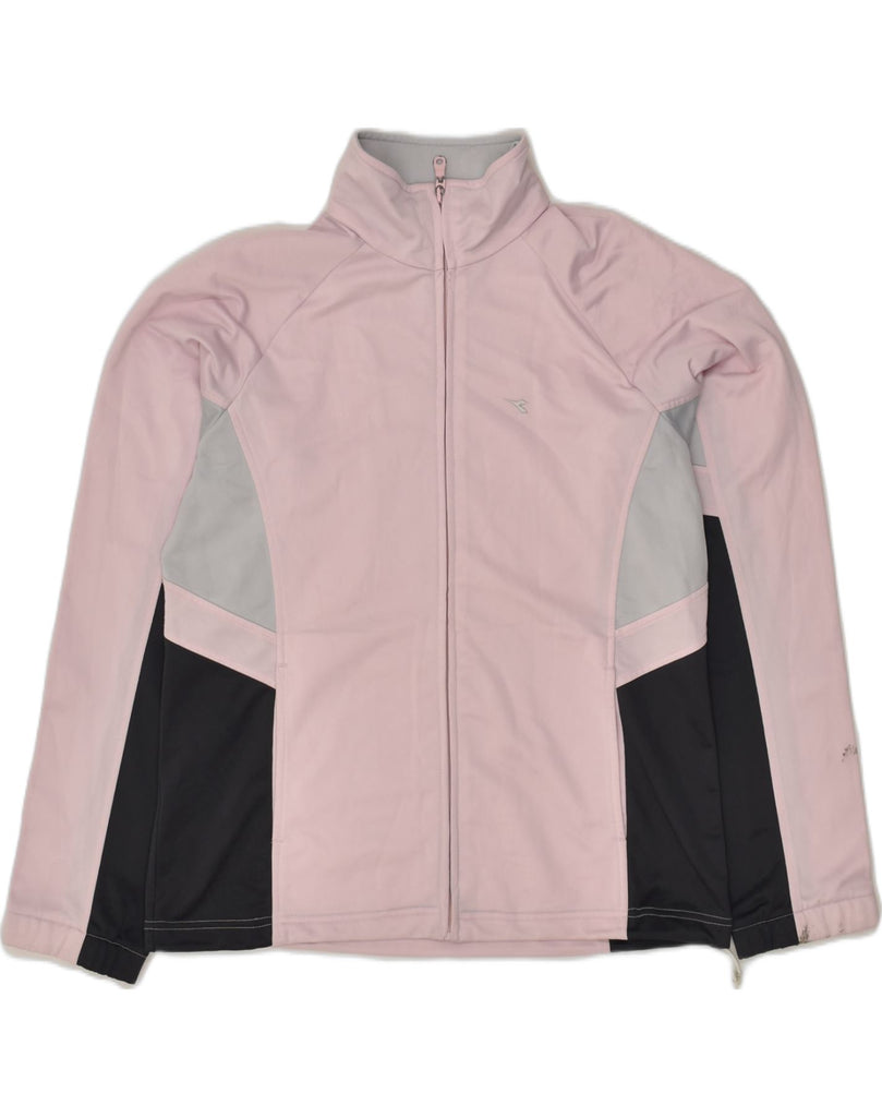 DIADORA Womens Loose Fit Tracksuit Top Jacket UK 10 Small Pink Colourblock | Vintage Diadora | Thrift | Second-Hand Diadora | Used Clothing | Messina Hembry 