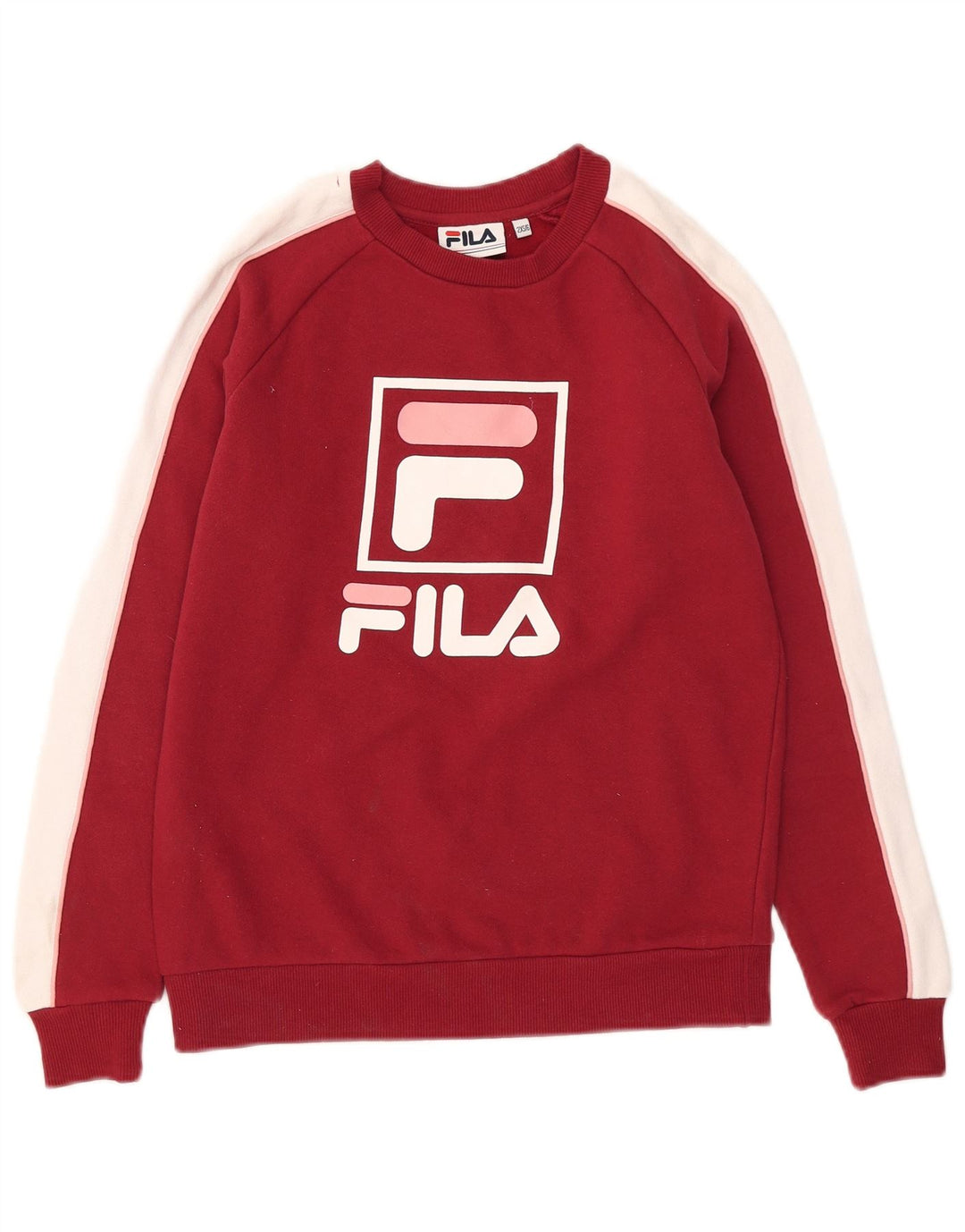 Fila Womens Graphic Oversized Sweatshirt Jumper UK 2 2XS Red Colourblock