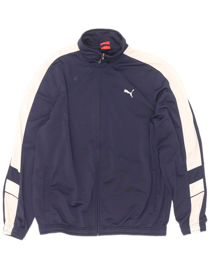 Puma Mens Tracksuit Top Jacket XL Navy Blue Colourblock Polyester