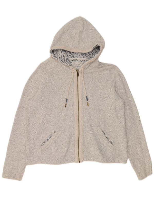 Fat Face Womens Zip Hoodie Sweater UK 16 Large White Cotton