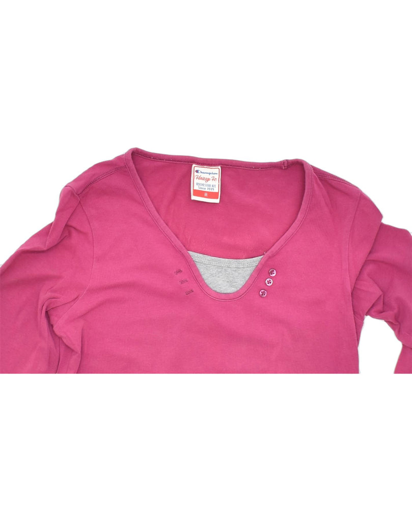 CHAMPION Womens Top Long Sleeve UK 12 Medium Pink | Vintage | Thrift | Second-Hand | Used Clothing | Messina Hembry 