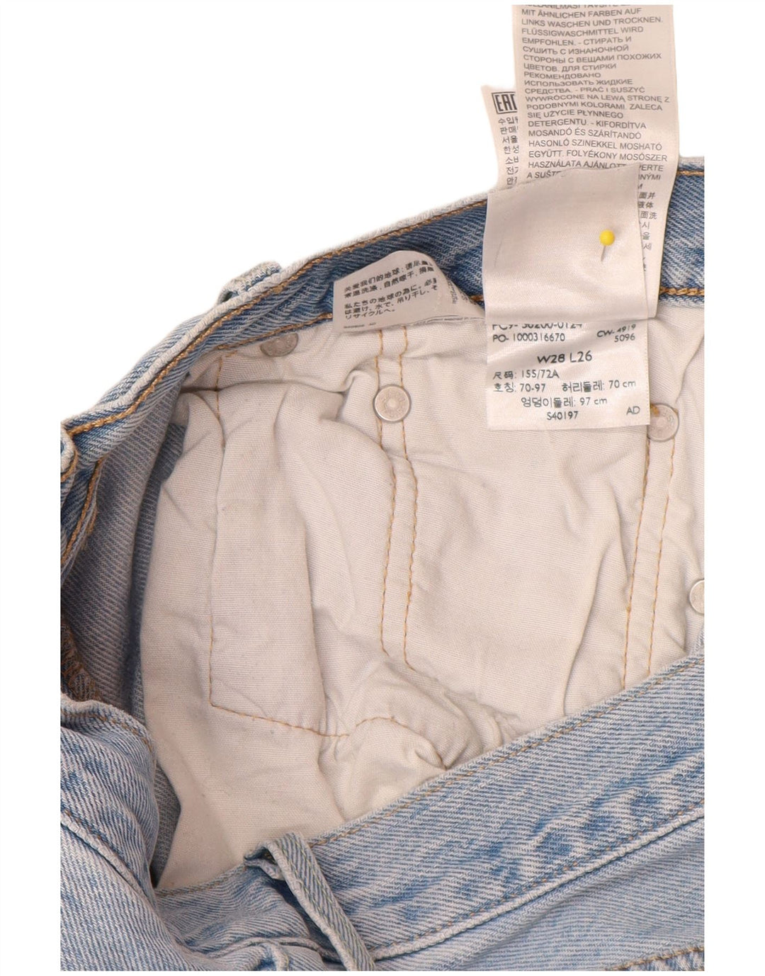 LEVI'S Mens 501 Straight Jeans W28 L26 Blue Cotton