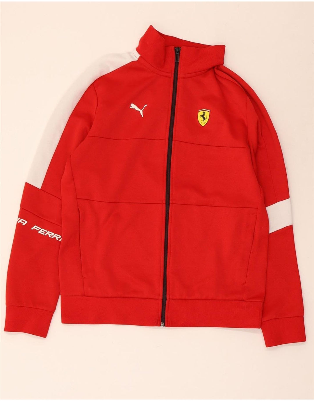 PUMA Womens Ferrari Tracksuit Top Jacket UK 10 Small Red Colourblock